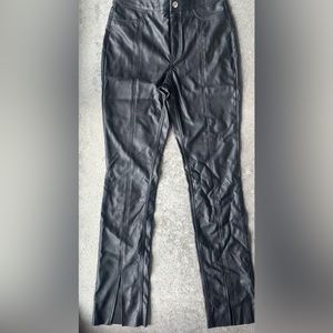 Split seam, Vegan Leather Trousers, High waist